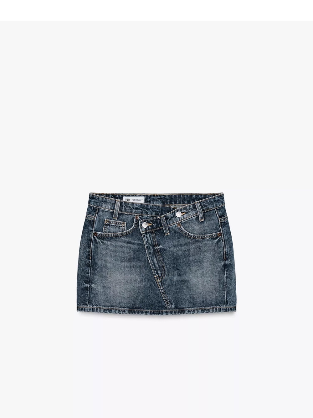 Zara Indigo Denim Cross Front Mini Skirt